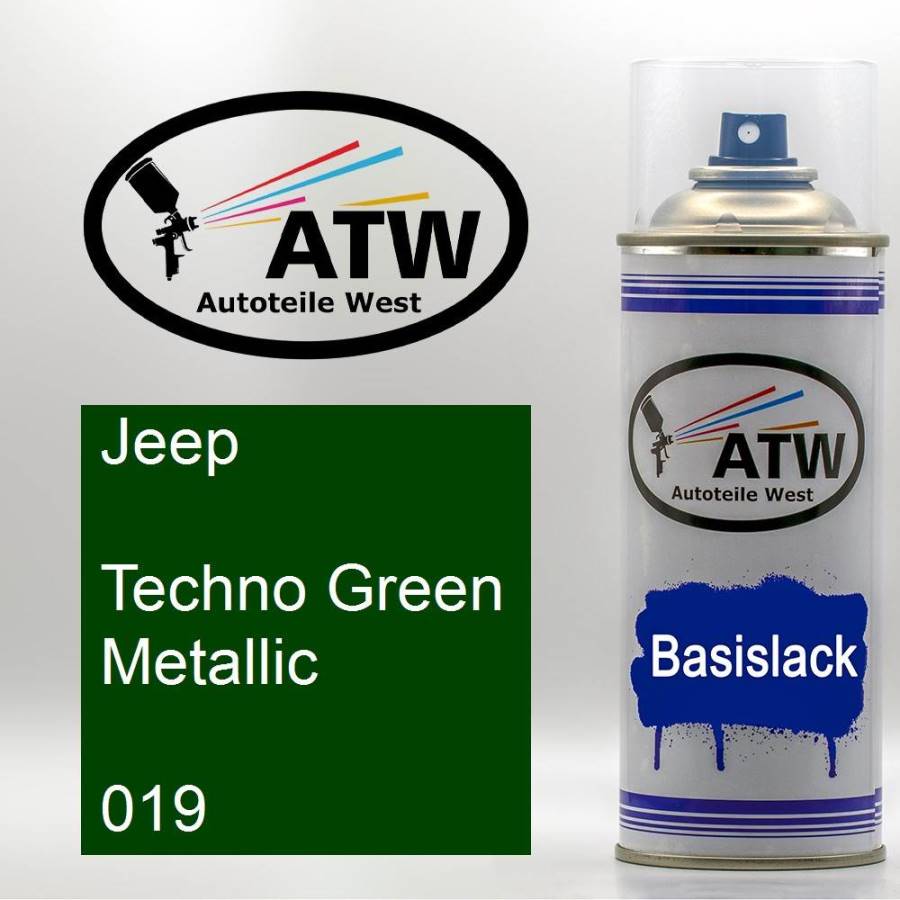 Jeep, Techno Green Metallic, 019: 400ml Sprühdose, von ATW Autoteile West.